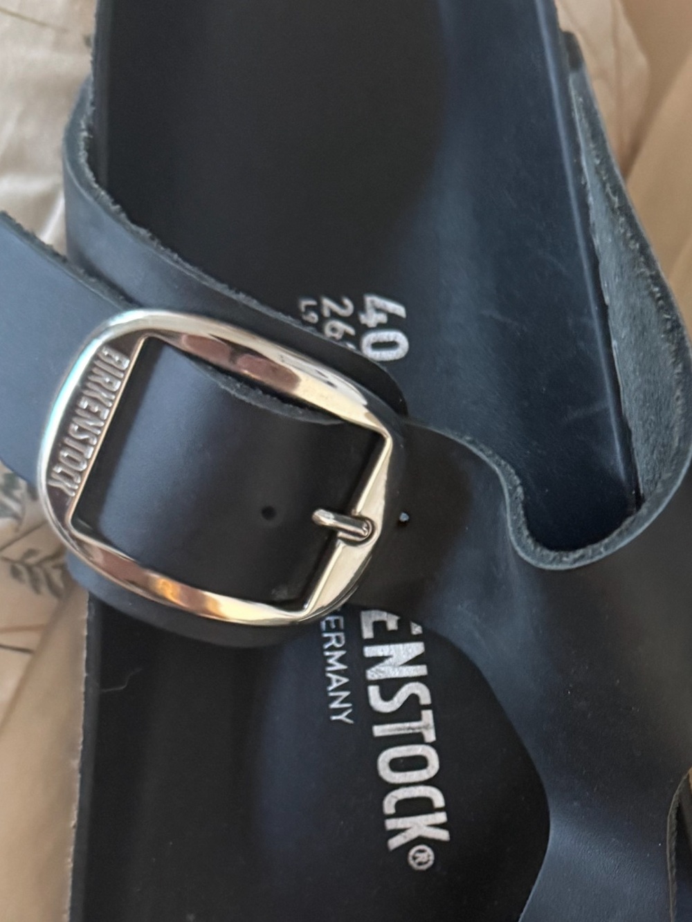 Birkenstock Black Leather Single Buckle Slide - Woman